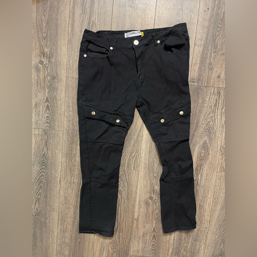 Demolition Statement motor cargo skinny Black Jean pant men size 42